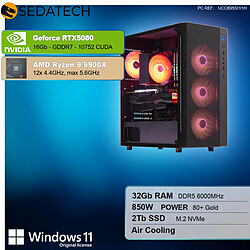 Sedatech PC Gamer Pro ATX • AMD Ryzen 9 9900X • RTX5080 • 32Go DDR5 • 2To SSD M.2 • Windows 11