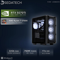 Sedatech PC Gamer Compact • AMD Ryzen 7 5700X • RTX5070Ti • 32Go RAM • 1To SSD M.2 • Windows 11
