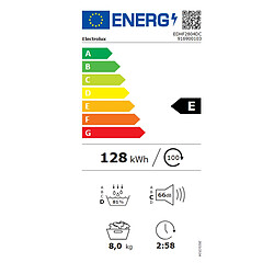 Sèche-linge pompe à chaleur 60cm 8kg blanc - EDHF2804DC - ELECTROLUX