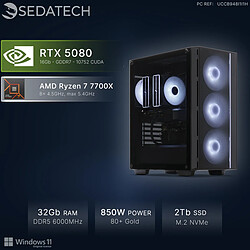 Sedatech PC Gamer, AMD Ryzen 7 7700X, RTX5080, 32Go DDR5, 2To SSD, Win 11