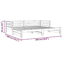 vidaXL Lit coulissant blanc 2x(90x200) cm pas cher