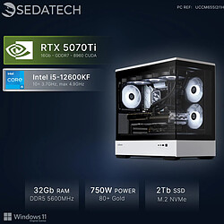 Sedatech PC Gamer, Intel i5-12600KF, RTX5070Ti, 32Go DDR5, 2To SSD, Win 11