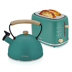 Set Petit-déjeuner Rétro SWAN Beige – Bouilloire 1,8L + Grille-pain 2 Tranches – Neuf