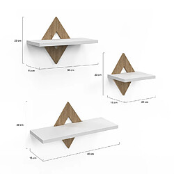 Acheter Idmarket Lot de 3 étagères murales IRIS façon hêtre et blanc