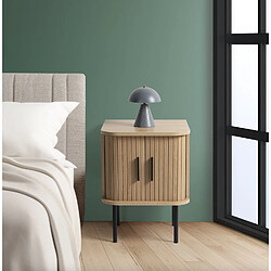Urban Living Table de chevet 2 portes effet tasseau BONNIE - Beige