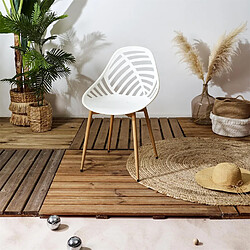 The Home Deco Factory Lot de 4 chaises ajourées ALAMEDA - Blanc