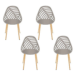 The Home Deco Factory Lot de 4 chaises ajourées ALAMEDA - Taupe