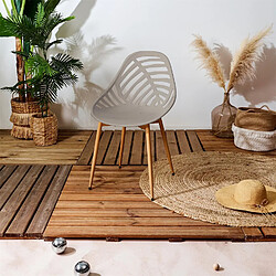 The Home Deco Factory Lot de 4 chaises ajourées ALAMEDA - Taupe