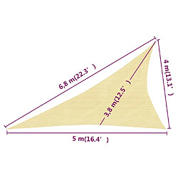 Helloshop26 Voile d'ombrage 160 g/m²beige 4 x 5 x 6,8 m PEHD 02_0009443 pas cher