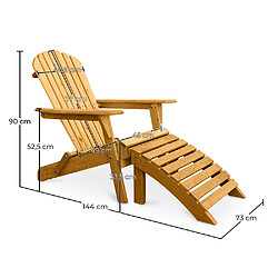 Acheter ICONIK INTERIOR Pack Chaise d'extérieur avec pouf et table d'extérieur et de jardin - Bois - Alana Bois naturel