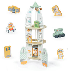 Mamabrum Fusée Spatiale avec Ascenseur Jouet fusée spatiale en bois - Ascenseur & accessoires - Dès 3 ans - Exploration espace