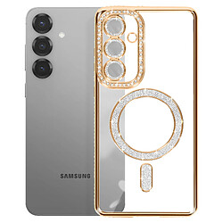 Avizar Coque MagSafe pour Samsung Galaxy S25 - Strass Dorée pas cher
