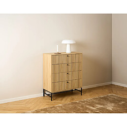 Lisa Design Marc - commode 4 tiroirs - effet bois - pieds en métal