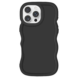 Avizar Coque Pour iPhone 16 Pro Max - Noir Coque silicone anti-choc - Design ondulé - Protection maximale - Coins renforcés
