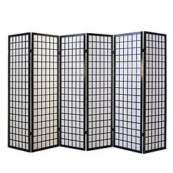 Homestyle4U Paravent bois 6 pans Shoji noir