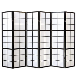 Homestyle4U Paravent bois 6 pans - noir