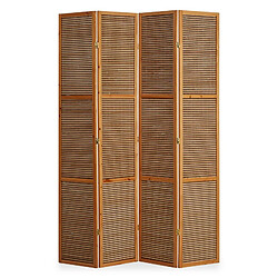 Homestyle4U Paravent bois pans bambou marron
