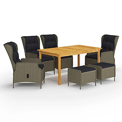 vidaXL Ensemble à manger de jardin 7 pcs Marron