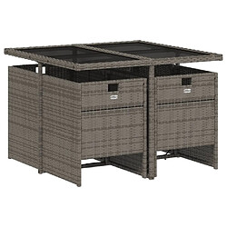 Avis vidaXL Ensemble à manger de jardin 5 pcs coussins gris résine tressée