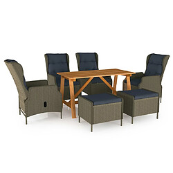 vidaXL Ensemble à manger de jardin 7 pcs Marron
