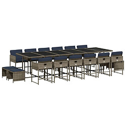 vidaXL Ensemble à manger de jardin 17 pcs et coussins résine tressée