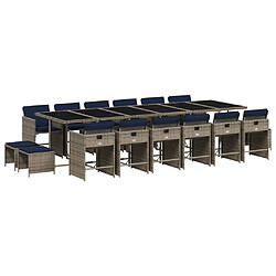 vidaXL Ensemble à manger de jardin 17 pcs et coussins résine tressée