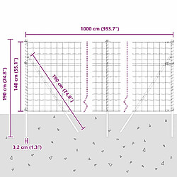 vidaXL Clôture avec poteau Argenté 1,4 x 10 m Acier et PVC pas cher