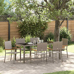 vidaXL Ensemble de salle à manger pour jardin 7 pcs Gris polyrotin 