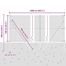 vidaXL Poteau de clôture. Argenté 10 x 1,4 m (maille 40 x 40 mm) Acier pas cher