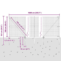 vidaXL Clôture avec poteau Gris 1 x 10 m Acier et PVC pas cher