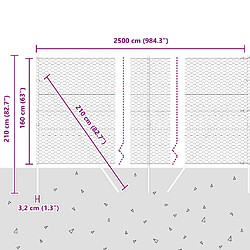 vidaXL Poteau de clôture. Vert 25 x 1,6 m (maille de 50 mm) pas cher