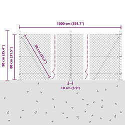 vidaXL Poteau de clôture. Argenté 10 x 0,8 m (maille de 40 x 40 mm) pas cher