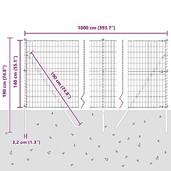 vidaXL Clôture avec poteau Vert 1,4 x 10 m Acier et PVC pas cher