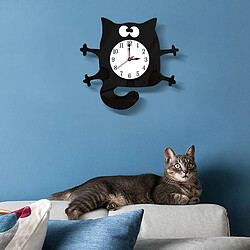 Yonis Horloge murale chat noir - Noir pas cher
