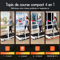 BLACK LORD Tapis de Course Électrique Incliné Amortisseurs Pliable Blanc