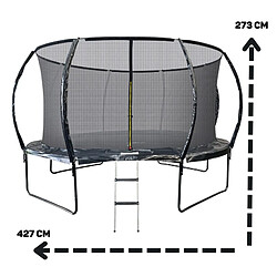 Avis Jump4Fun Trampoline 14Ft ø 427 cm noire avec Echelle, Protection et Filet de sécurité