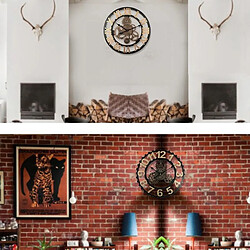 Yonis Horloge murale design engrenages - Bois et or pas cher