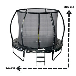 Acheter Jump4Fun Trampoline 8Ft ø244cm noire avec Echelle, Protection et Filet de sécurité