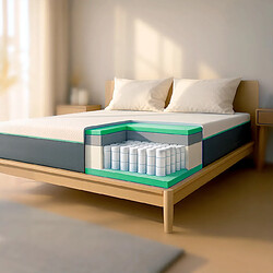The White Stone Matelas 160x200 en Memory Foam et Ressorts Ensachés | Hauteur 25 cm | Tech