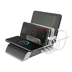Avizar Station de Charge Multiport USB-C USB Qi Induction avec Séparateurs Noir