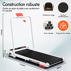 Avis BLACK LORD Tapis de Course Électrique Incliné Amortisseurs Pliable Blanc