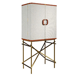 Angel Cerda Buffet haut, tissu, noyer et acier poli doré