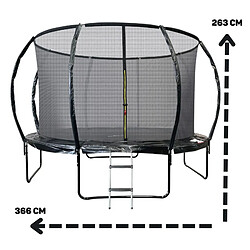 Acheter Jump4Fun Trampoline 12Ft ø 366 cm noire avec Echelle, Protection et Filet de sécurité