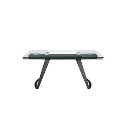 Angel Cerda Table à manger extensible rectangulaire en verre trempé et acier noir