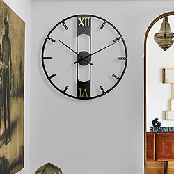 Yonis Horloge Murale Métal Rétro 80cm Silencieuse pas cher
