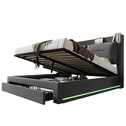 WISHDOR Lit coffre 160 x 200 - Lit rembourré - Gris pas cher