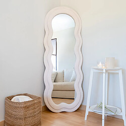 Flamingueo Grand Miroir Mural Asymétrique Teddy 160x60x4 cm Beige