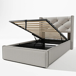 Lit coffre simple pour enfant 90 x 200cm avec coffre de rangement Sommier à lattes inclus, Lit avec espace de rangement, Gris clair