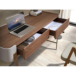 Angel Cerda Bureau en noyer, beige et acier poli doré pas cher
