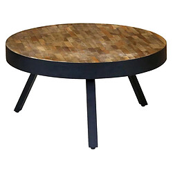 Zago Table basse ronde en teck recyclé et métal Woody.